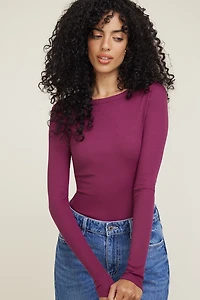 T-shirt côtelé Nola à manches longues