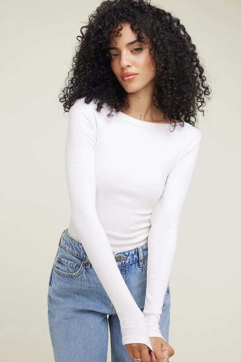 T-shirt côtelé Nola à manches longues