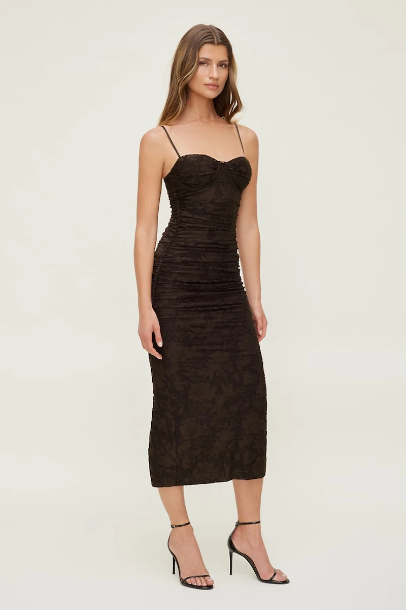 Jacquard Ruched Maxi Dress