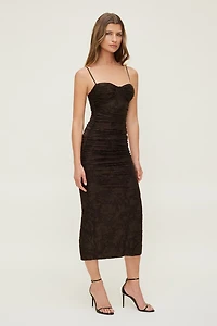 Jacquard Ruched Maxi Dress