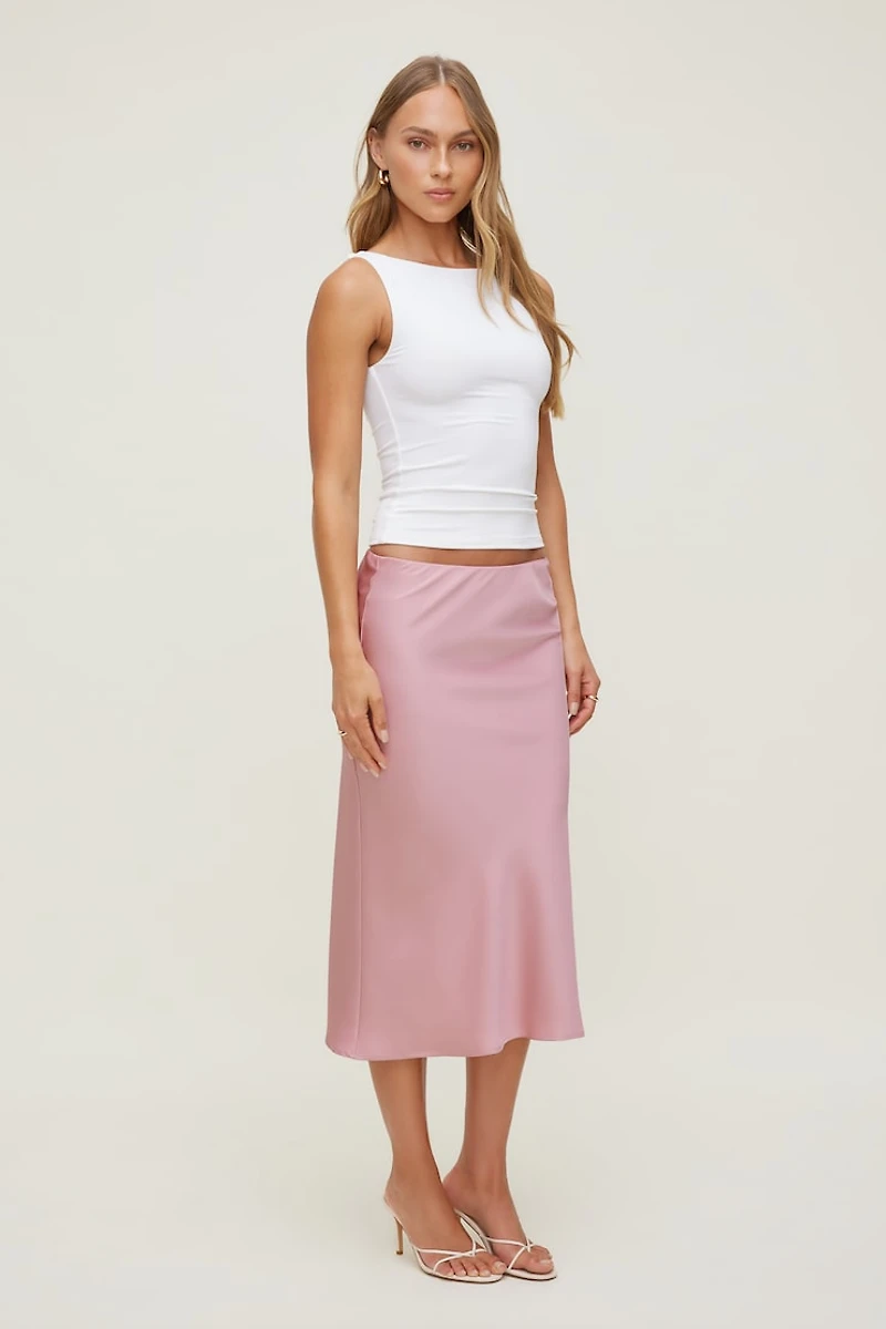 Jupe midi en satin Delila