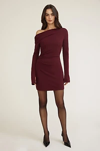 Off Shoulder Crepe Mini Dress