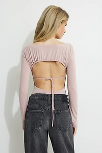 Shirred Open Back Jersey Bodysuit