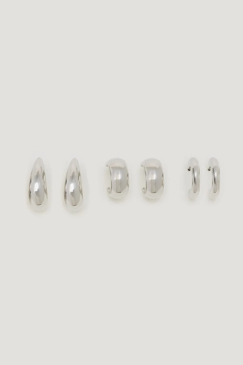 3-Pack Modern Chunky Hoop Earrings