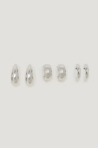 3-Pack Modern Chunky Hoop Earrings