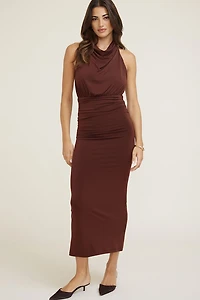 Sculpt Halter Cowl Neck Maxi Dress