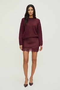 Lace Satin Mini Skirt