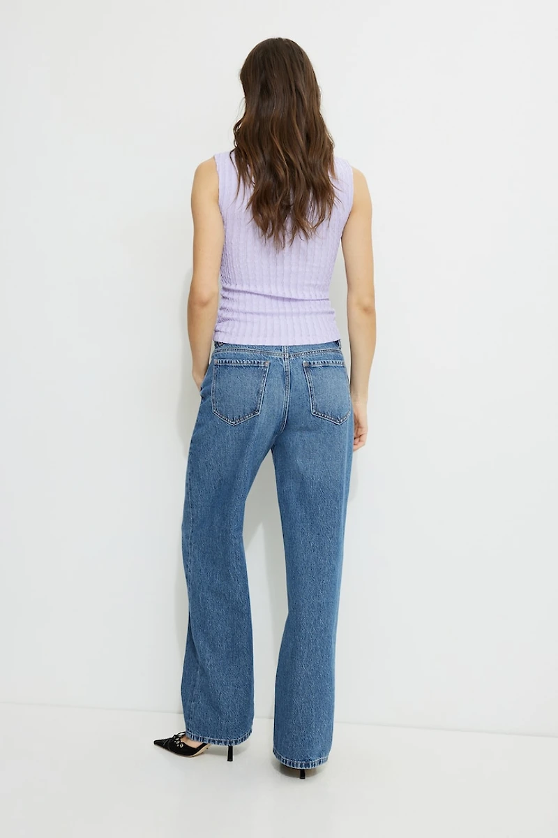 Textured Mock Neck Tank Top