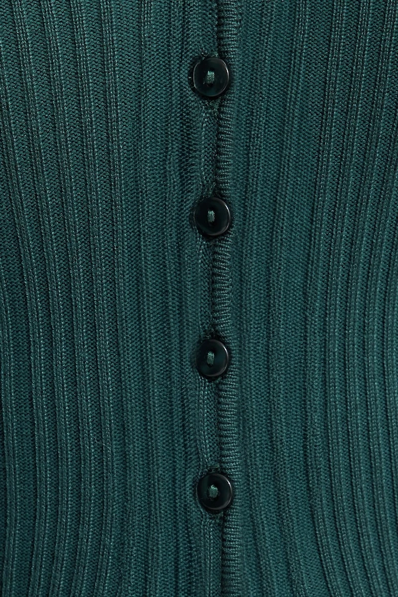 Cardigan côtelé ouvert à l’avant
