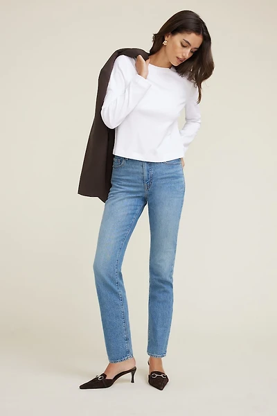 Boxy Cotton Long Sleeve T Shirt