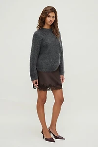 Lace Satin Mini Skirt