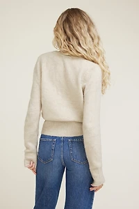 Cardigan pelucheux à col rond Amanda