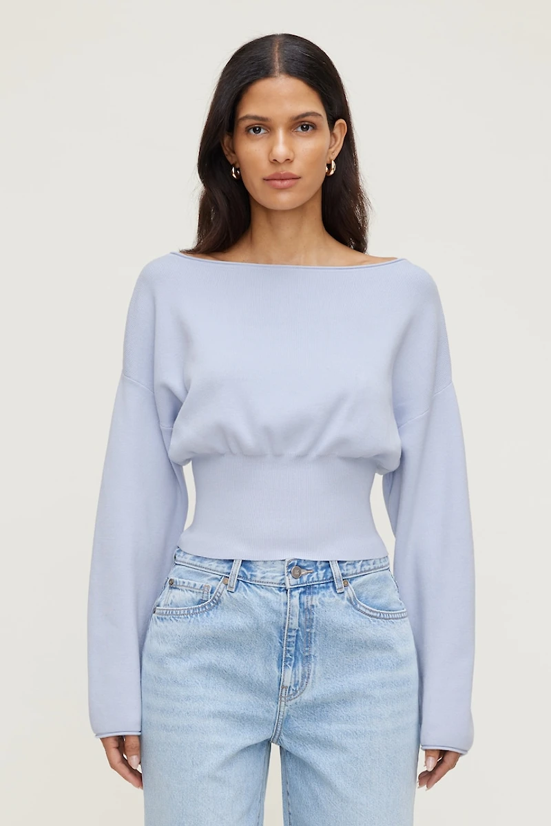 Cinched Boat Neck Sweater