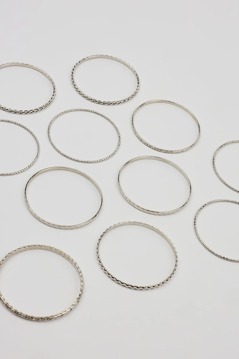 Set of 11 Textured Bangles