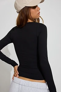 Sleek V-Neck Long Sleeve Top
