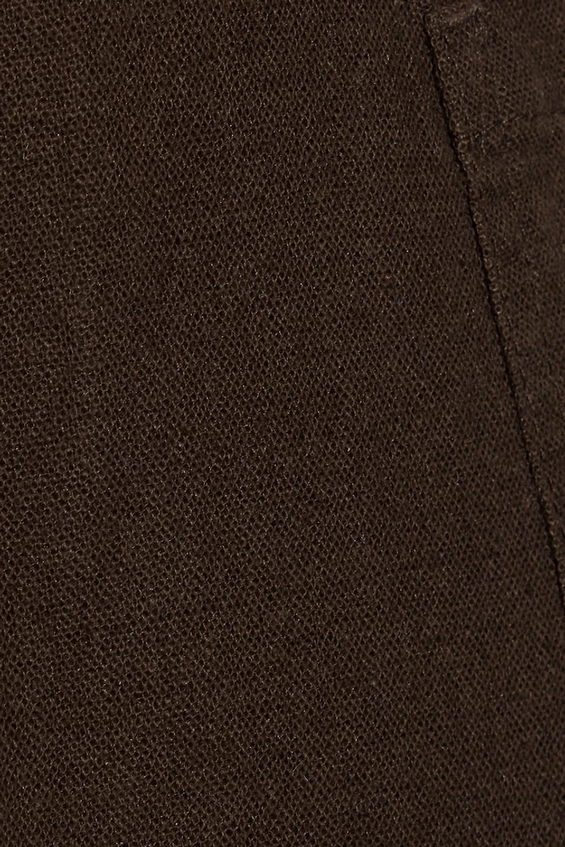 Linen Ribbed Waistband Pull-On Pants