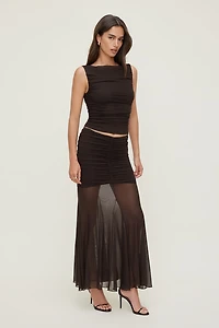 Jupe maxi froncée en maille