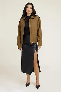 Faux Suede Coach Jacket