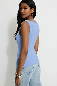 Camisole côtelée à col bateau