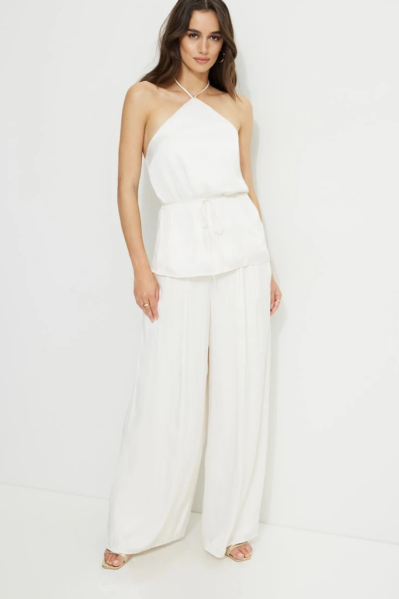 Haut licou en satin à nouer la taille