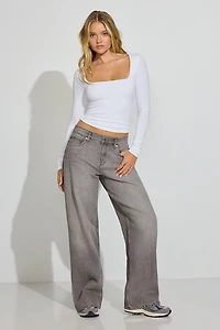 T-shirt Smooth à col dégagé et manches longues