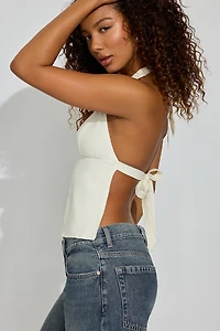 Haut à col licou en lin