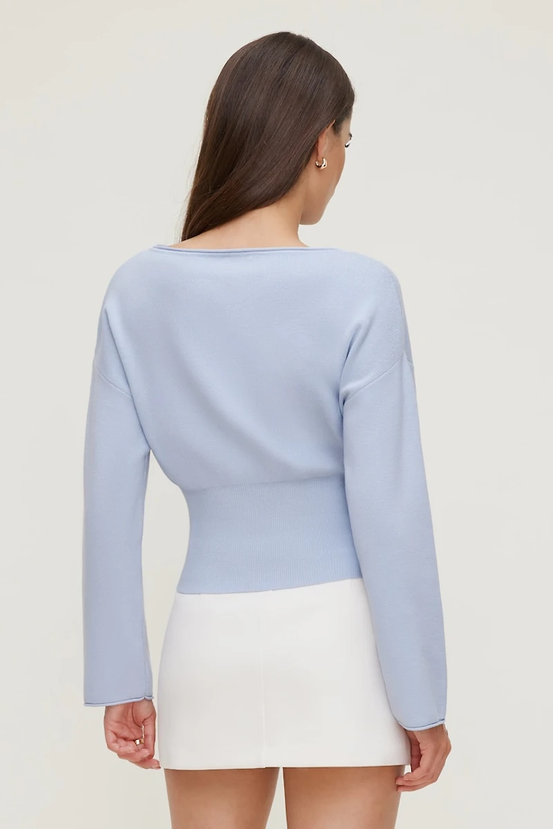 Cinched Boat Neck Sweater