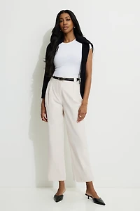 Pantalon droit à la cheville taille haute