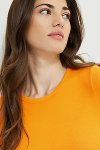 Olive Ribbed Crewneck T Shirt