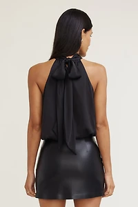 Paloma Bubble Satin Halter Blouse