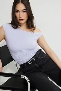 Square Slim Faux Leather Belt