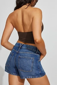 Denim Relaxed A-Line Shorts