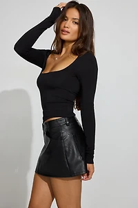 Faux Leather Micro Skort
