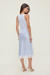 Lace Satin Midi Skirt