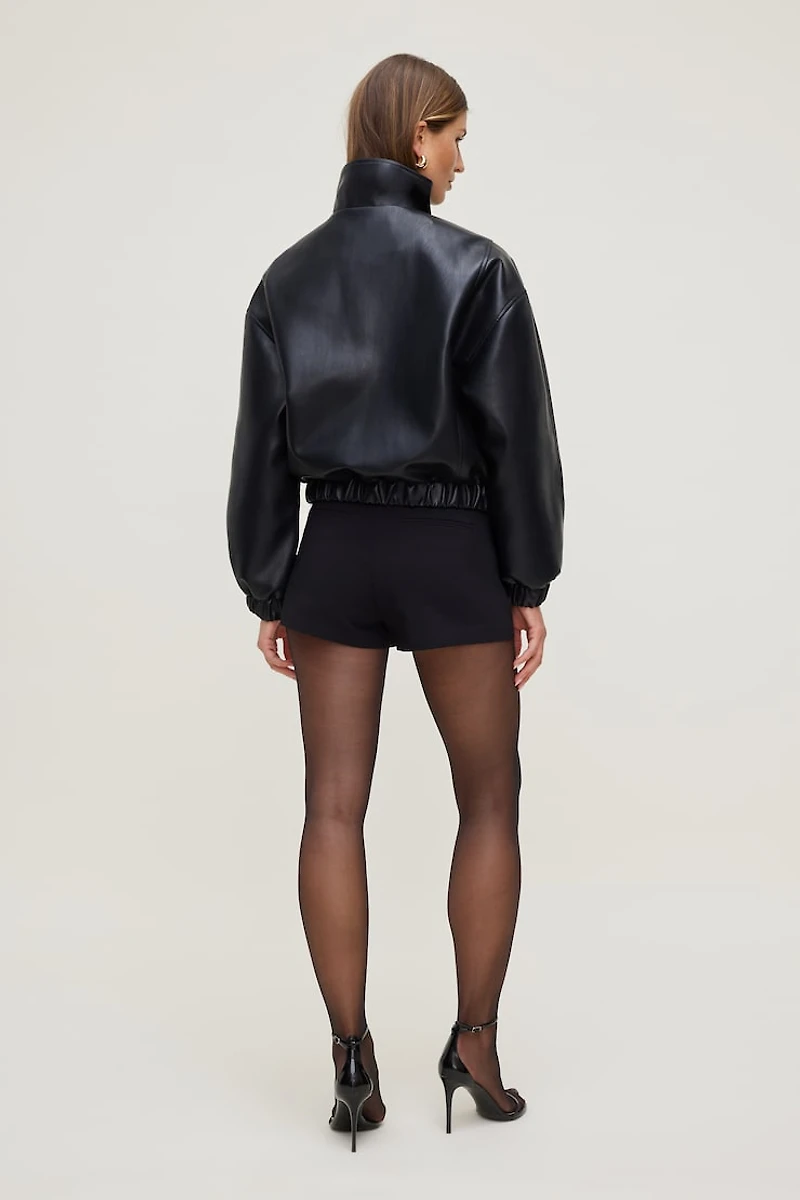 Oversized Faux Leather Bomber Jacket