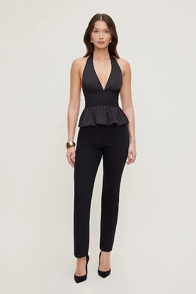 Plunge Satin Halter Top