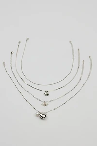 Set of 4 Angel and Cherry Pendant Necklaces