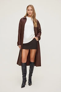 Faux Leather Mac Coat