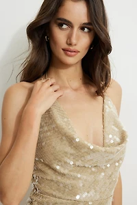 Sequin Halter Mini Dress