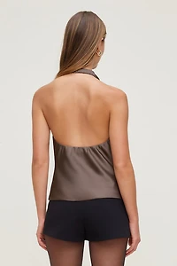 Camila Satin Cowl Halter Neck Blouse