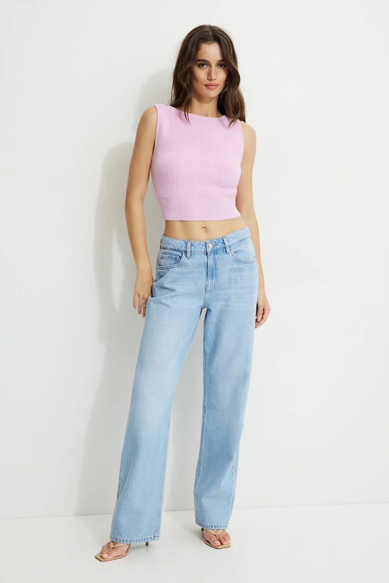 Camisole en tricot côtelé à dos échancré