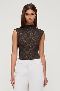 Mock Neck Lace Bodysuit
