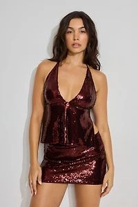 Sequin Apron Halter Top