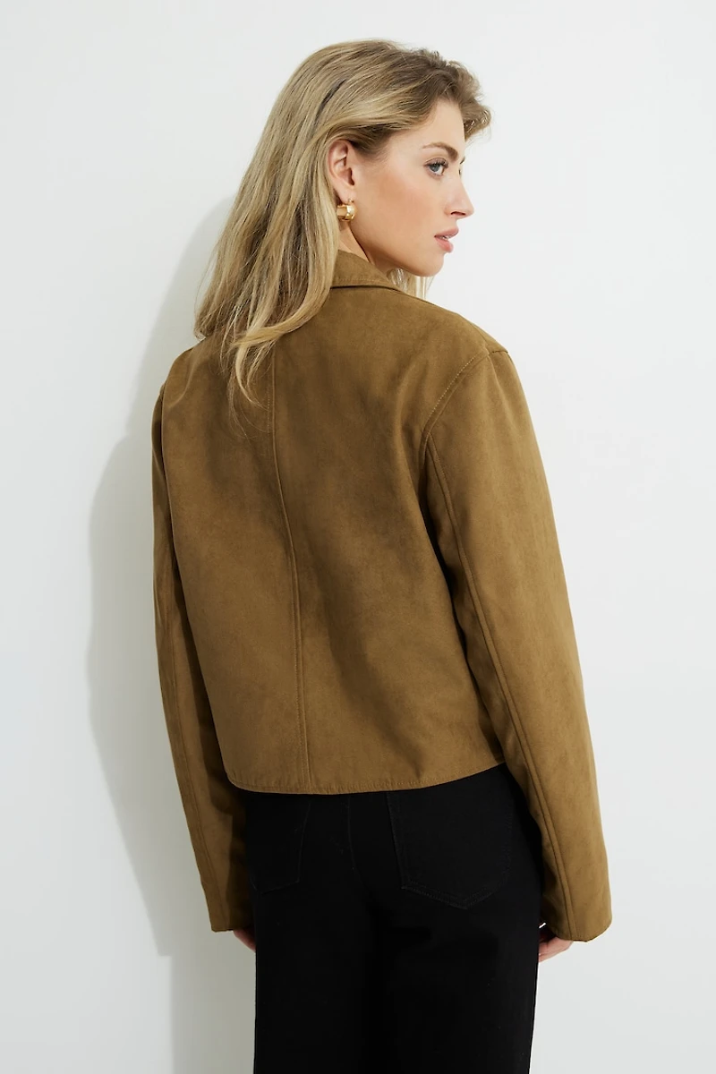 Blouson écourté en faux suède