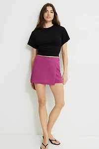Asymmetric Skort With Mini Belt