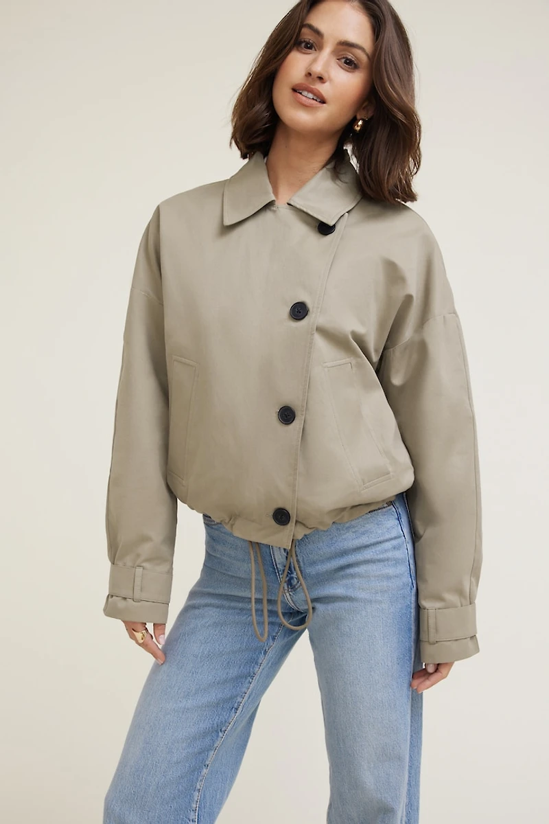 Asymmetric Short Trench Coat