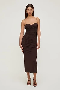 Mona Ruched Mesh Maxi Dress