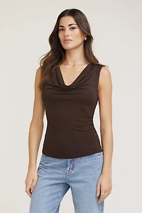 Camisole drapée en jersey à col châle