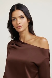 Off Shoulder Satin Blouse