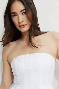 Peplum Poplin Tube Top